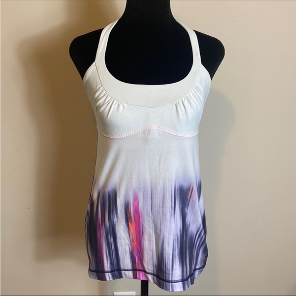 Lululemon Run for Your Money White Purple Pink Tie Dye Tank Top - Picture 2 of 6
